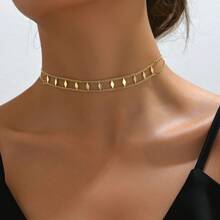 CAMBRIAN 1 Miếng Gấp đôi Nhiều lớp Vòng cổ choker Đối với phụ nữ Với Duy nhất , Đã nâng cấp & Thanh lịch Thiết kế ; Hợp thời Và Sành điệu Ăn mặc  Phụ kiện - Vàng - Xem 7
