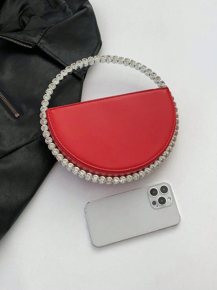 حقيبة مساء فاخرة دائرية مرصعة بالكريستال الراين، موضة متعددة الاستخدامات، أنيقة وقابلة للحمل، يمكن أن تحتوي على أحمر الشفاه والعملات والهاتف وما إلى ذلك، مناسبة لحفلات الحزب والولائم وحفلات التخرج والزفاف وغيرها من المناسبات. هدية عيد الحب - الأحمر - مشاهدة 6