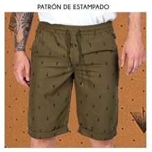 Bermuda Casual Playa Bolsas Short Corto Con Estampado Y Cordones Para Hombre - Verde Oliva - Ver 4