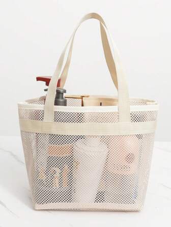 Lätt , Snabbtorkande & Vattentät Nät Dusch Väska – Unisex , Nylon Toalettartiklar Tote Med Handtag För Gym , Resa Och Varje dag Bruk , Nät Resa Axlar Simning Bärbar Toalettartiklar Förvaringshylla Vikbar Strandväska