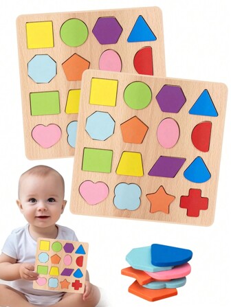 1set Children Toys Wooden Puzzle Educational Toy - Interactive Teaching Aid