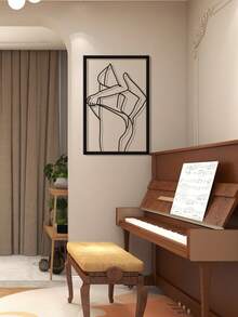 1 Miếng Tối giản hiện đại Trang trí tường Trừu tượng Nữ Bikini Treo tranh Giường đơn Vẽ đường thẳng Kim loại Tường Điêu khắc Đối với Phòng khách , Phòng tắm , Đen - màu đen - Xem 5