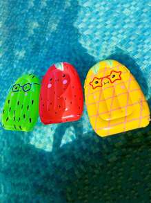 1 pieza Colchoneta Inflable con forma de frutas, con diseño de fresa, kiwi y piña, Tabla de surf para niños con asas, Juego acuático - Verde - Ver 2