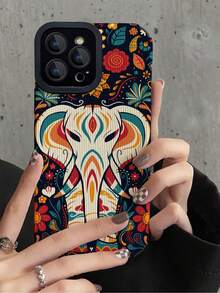 1個大象圖騰麂皮紋理經典防摔TPU手機殼，適用於iPhone和三星S21/S21 Plus/S21 Ultra/S21 Ultra Plus - 彩色 - 查看 2