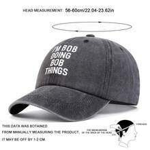 1入男士im Bob Doing Bob Thinges字母印花復古洗水棒球帽,防曬休閒,適用於春秋旅行、沙灘派對 - 彩色 - 查看 2