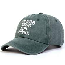 1入男士im Bob Doing Bob Thinges字母印花復古洗水棒球帽,防曬休閒,適用於春秋旅行、沙灘派對 - 彩色 - 查看 6