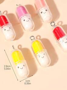 10 Piezas Diseño De Cápsulas Coloridas De Pastillas Divertidas Para Crear Pendientes, Pulseras, Collares Y Llaveros, Color Aleatorio - Multicolor - Ver 3