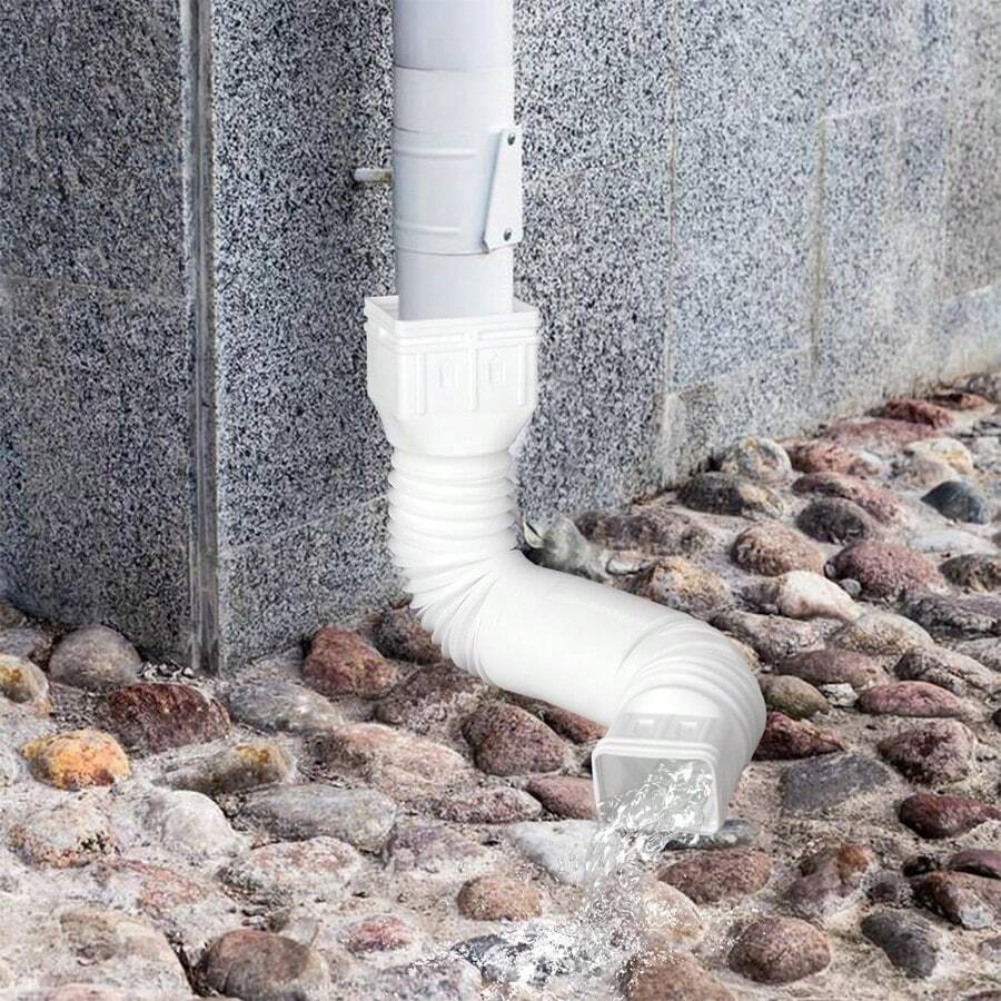 1pc White Flexible Downspout Extension Connector For Rain Gutter, Drain Extender Pipe Connector - White - View 1