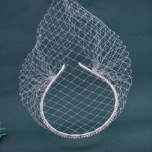 1pc Bridal Headpiece, Rhinestone Decor Veil, Fascinator Hat, Blusher With Cheeks, Perfect For Weddings, Parties, Performances, Birthdays And So On - Multicolor - View 10