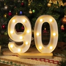 Decorative Led Light Up Numbers Or Letters, White Plastic Marquee Numbers Sign For Party Wedding Decor, Battery Powered (0-9) - White-9 - View 5