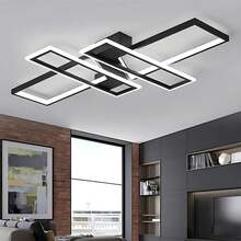 Modern LED Chandelier Light For Living Room Bedroom Kitchen Home Ceiling Lights Remote Control Rectangle Black Light Fixtures - Black - View 4