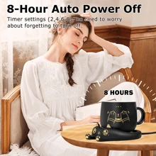 PUSEE Mug Warmer With Mug, Cute Coffee Warmer For Desk Coffee Cup Warmer Auto Shut Off, Electric Candle Warmer With 3 Temp Settings,Coffee Warmer With Cup Set Coffee Gifts Birthday Gift Office Gifts - 黑色 - 查看 4