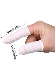 100入組加厚米色一次性手指保護套：高耐磨防滑橡膠，適用於清潔、維修、油漆、電子維修和手工藝（隨機顏色）