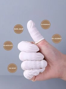 100入組加厚米色一次性手指保護套：高耐磨防滑橡膠，適用於清潔、維修、油漆、電子維修和手工藝（隨機顏色）