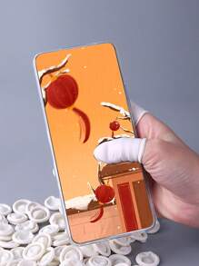 100入組加厚米色一次性手指保護套：高耐磨防滑橡膠，適用於清潔、維修、油漆、電子維修和手工藝（隨機顏色）