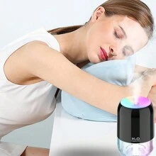 Máy tạo độ ẩm không khí mini cầm tay đầy màu sắc 200ml, Máy phun sương tạo độ ẩm siêu âm phun sương mát cho gia đình, phòng ngủ, xe hơi, văn phòng, máy thì thầm yên tĩnh (cắm vào) - Hồng - Xem 8