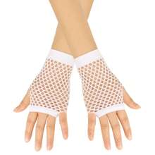 1 pieza Guantes cortos de red para mujer, estilo nocturno del club punk con multicolor, sexy, elásticos, vaciados y con moño al estilo europeo y americano
