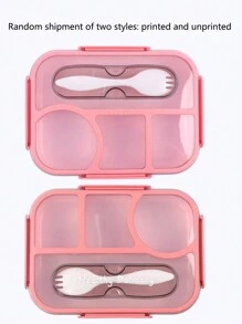 1 件便当盒，带勺子和 4 个隔层，带盖塑料餐食准备容器，防漏食物储存零食容器，适用于成人、工作、家庭、厨房、圣诞节礼物