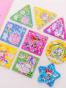 1set Random Color Cartoon Maze Toys,Mini Rolling Ball Maze Hand Games Toys Stress Relief Toys - Multicolor - View 7