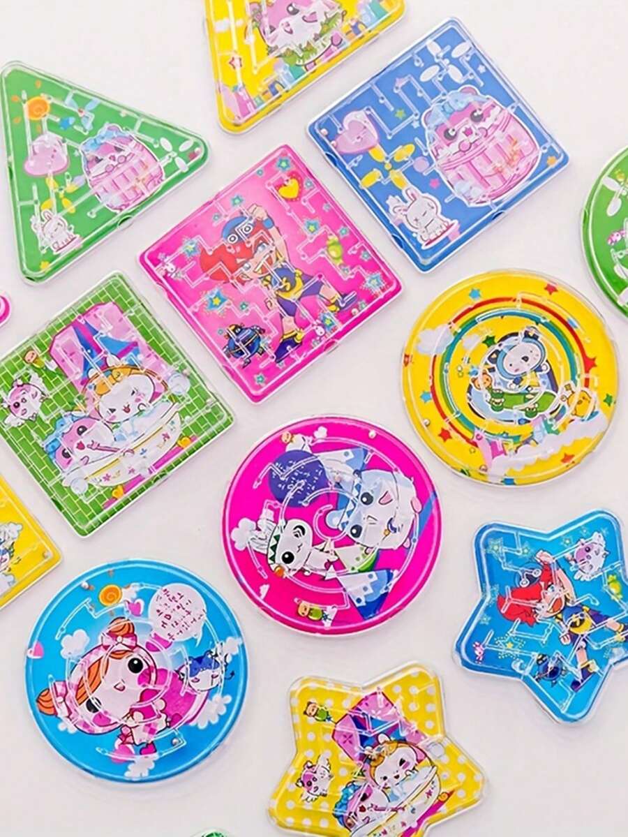 1set Random Color Cartoon Maze Toys,Mini Rolling Ball Maze Hand Games Toys Stress Relief Toys