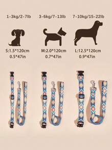 1pc Leash & 1pc Collar Printed Pet Leash Set For Walking Small & Medium Size Dogs - Multicolor - View 6