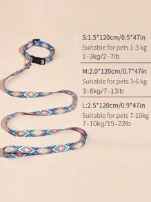 1pc Leash & 1pc Collar Printed Pet Leash Set For Walking Small & Medium Size Dogs - Multicolor - View 5