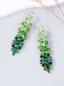 juran 1 Par Lujosos Aretes Colgantes De Vidrio Exagerado Con Piedra De Cristal Para Mujer, Color Degradado, Adecuado Para Vacaciones, Fiestas Y Bodas - Verde - Ver 3