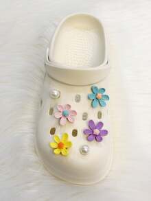 12 件/套手工制作彩色 Gancio 花镂空鞋饰，包括可拆卸 3D 珍珠鞋夹，DIY 配件 - 彩色 - 查看 8