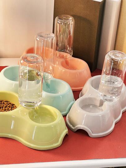 1入組寵物飲水器及餵食碗,可用於貓狗的雙重自動餵禮器
