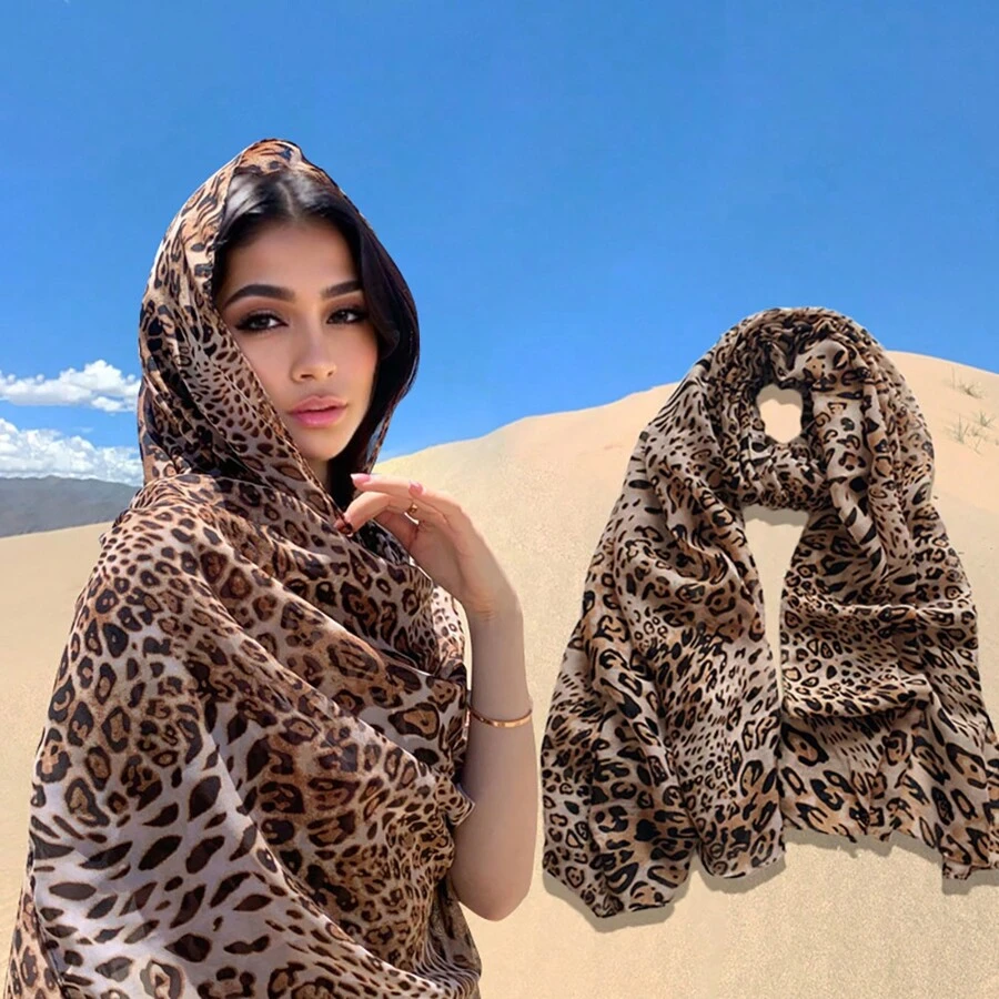 Khăn choàng cổ họa tiết da báo cho phụ nữ, chăn lớn, khăn choàng Cheetah - Nhiều màu - Xem 1