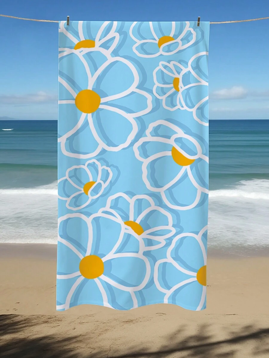 Toalla De Playa De Microfibra Con Diseño Diente De León | Secado Rápido, Antiarena, 150x70cm, Incluye Bolsa De Almacenamiento