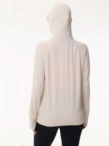 女士 UPF 50+ 轻便透气夹克，防晒户外钓鱼连帽衫，夏季 - 杏色 - 查看 5