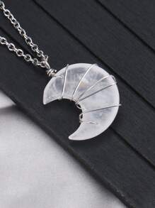 1 Miếng Dây điện Wrapped Trăng lưỡi liềm Ngôi sao Pha lê Vòng cổ mặt dây chuyền Reiki chữa bệnh Đá tự nhiên Đá vàng cốm Đá mắt hổ Thạch anh hồng Dây chuyền Đối với phụ nữ Người đàn ông Thủ công Đồ trang sức - Vòng cổ - Xem 5