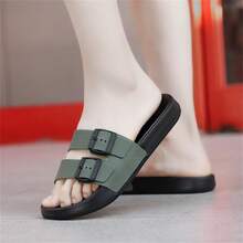 男款戶外拖鞋夏季沙灘涼鞋家居拖鞋舒適平底時尚室內拖鞋 - 綠色 - 查看 7