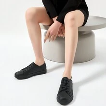 Women's Slip On Shoes PU Leather Slip On Sneakers Fashion White Tennis Shoes Low Top Black Casual Shoes Loafers Shoes - Đầy đủ màu đen - Xem 9