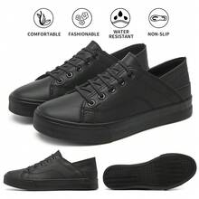 Women's Slip On Shoes PU Leather Slip On Sneakers Fashion White Tennis Shoes Low Top Black Casual Shoes Loafers Shoes - Đầy đủ màu đen - Xem 7