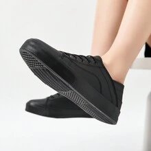Women's Slip On Shoes PU Leather Slip On Sneakers Fashion White Tennis Shoes Low Top Black Casual Shoes Loafers Shoes - Đầy đủ màu đen - Xem 8