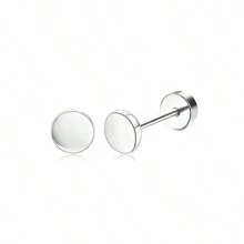 PMKMKM 6 對鍍銀時尚簡約不鏽鋼圓球/星星/月亮//圓盤方晶鋯石耳環 - 銀色 - 查看 15