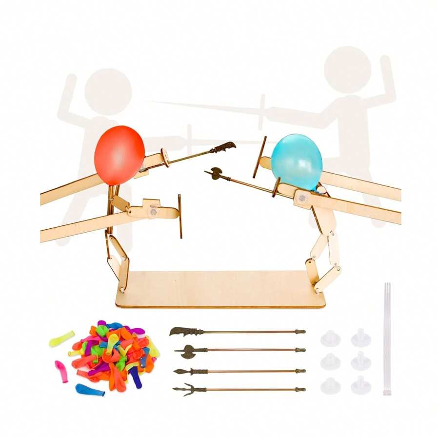 DIY Balloon Bamboo Man Battle, 2024 Brand New Wooden Fencing Puppets