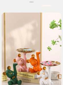 1 Miếng Dễ thương Và Đơn giản Hình gấu Cái mâm , Thích hợp Đối với Bàn Tổ chức , Kẹo Lưu trữ , Phòng khách Và Hành lang Chìa khóa Lưu trữ , Nhà  Đồ trang trí Và Trưng bày - trắng - Xem 6