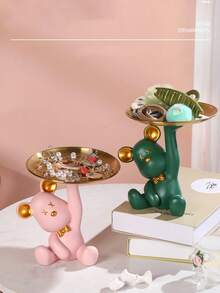 1 Miếng Dễ thương Và Đơn giản Hình gấu Cái mâm , Thích hợp Đối với Bàn Tổ chức , Kẹo Lưu trữ , Phòng khách Và Hành lang Chìa khóa Lưu trữ , Nhà  Đồ trang trí Và Trưng bày - trắng - Xem 8