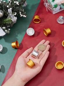 1個30入金銀色金屬蠟燭杯,可重複使用diy蠟燭製作盤,蠟燭支架配件,蠟燭容器 - 彩色 - 查看 6