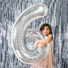 40 Inch Silver Number Balloon , Large Number Foil Balloons Mylar For Birthday Party Celebration Decorations Supplies, Digital Balloons For Wedding Anniversary Events Decorations,Christmas