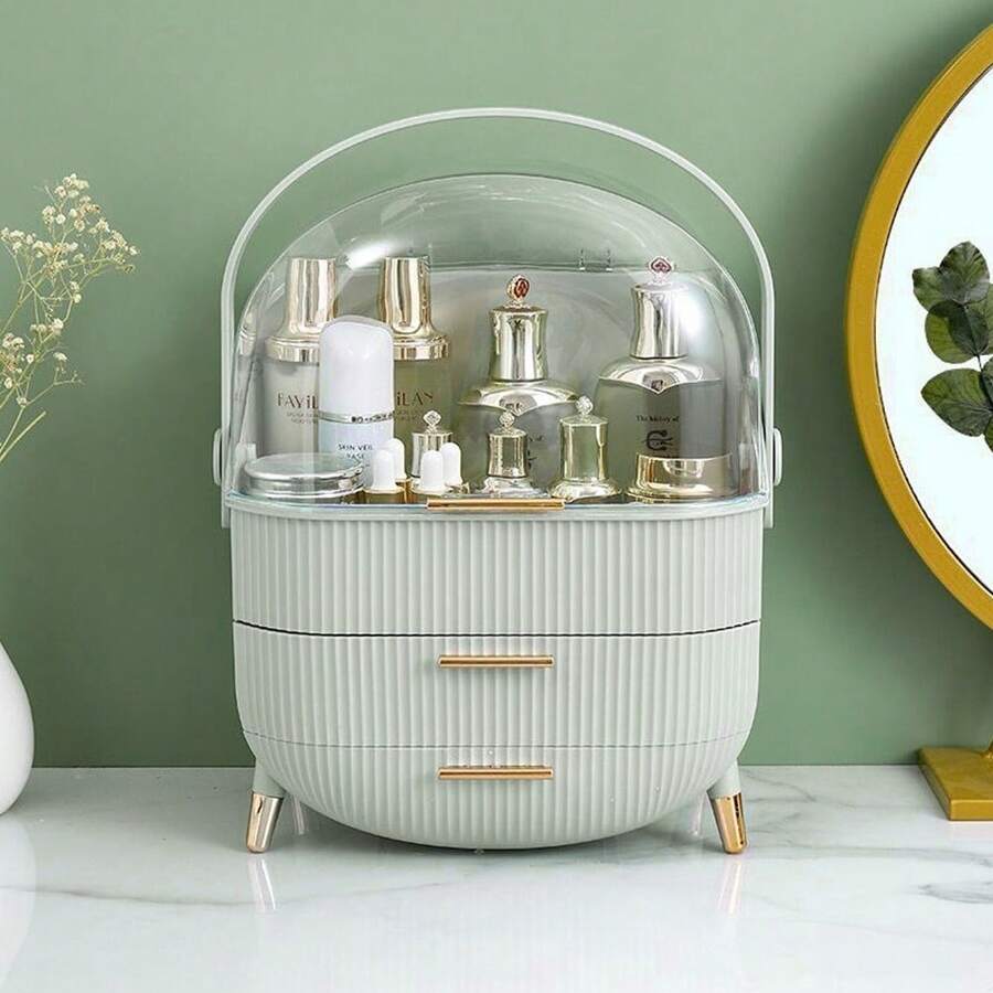LIVINGANDHOME 14 Colors Multi-Function Makeup Storage Case, Cosmetics Organizer, Jewelry Organizer Case, Finishing Box, Makeup Storage Box, Cosmetic Box, JewelryBox, Makeup Organizer, Makeup Storage Organizer,Cabinet Decorative - Mint Green - View 1