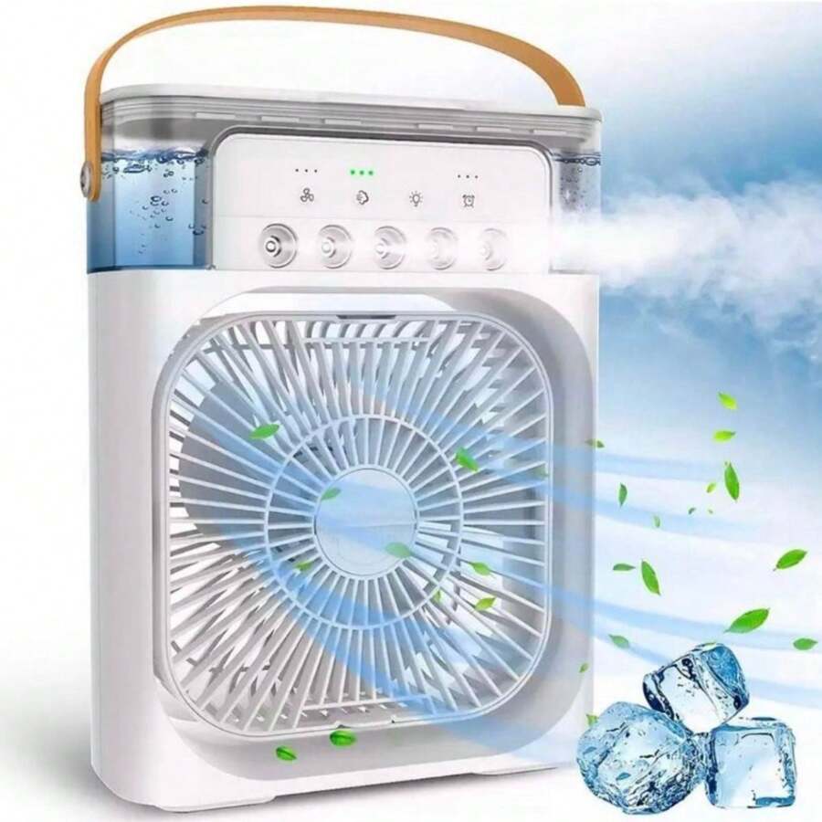 Mini Ar Condicionado Climatizador Umidificador Ventilador Portátil USB - Branco - Visão 1