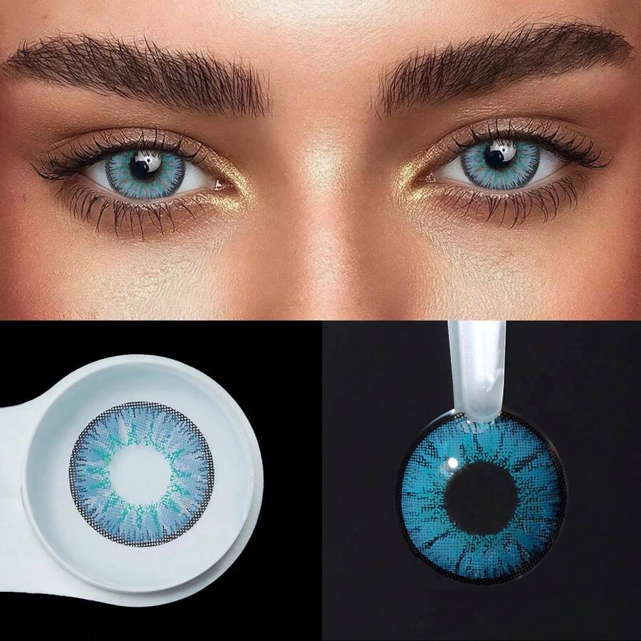1 Par/2 Piezas Lentes De Contacto Suaves Azules Misteriosos Anuales ...