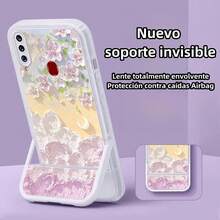 Funda Suave  con Soporte Invisible, Protector Completo Antigolpes, Funda para Samsung A20S - Flores rojas - Ver 7