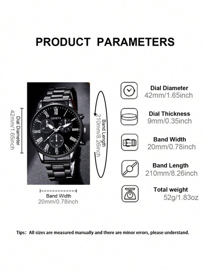 Pc Watches Business Industrial Round Dial Quartz Horloge Perfect Everyday Wear, Birthday s, Parties, Holiday Gatherings, As The Ideal Yourself Or Friends Boxes Not Included view 5