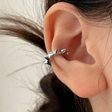 2pcs Non-Piercing Punk Style Cone Spike Stainless Steel Ear Clip No-Drill - Silver Ear Clip - View 3
