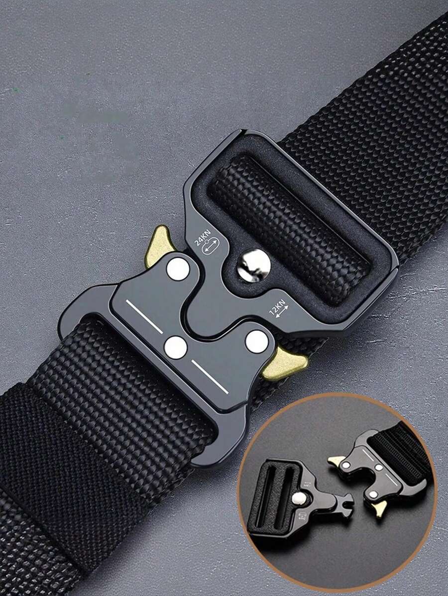 Men's Outdoor Multi-Functional Buckle Nylon & Canvas Hunting Belt Fall, Autumn, Halloween Autumn-Winter Accessories,Suitable For Teens, Youth,Men,Casual, Outdoor, Athletic, Vacation, Graduation Gifts, Birthday, Daily Wear - B - View 1